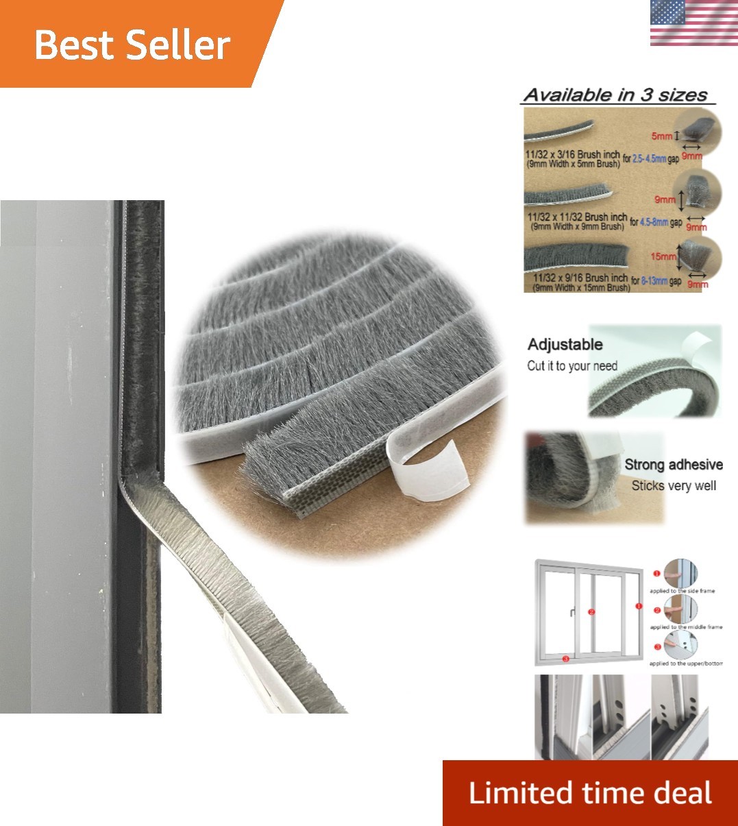 Multi-Size Self-Adhesive Weather Seal - 16ft Grey Insulation for Doors & Windows