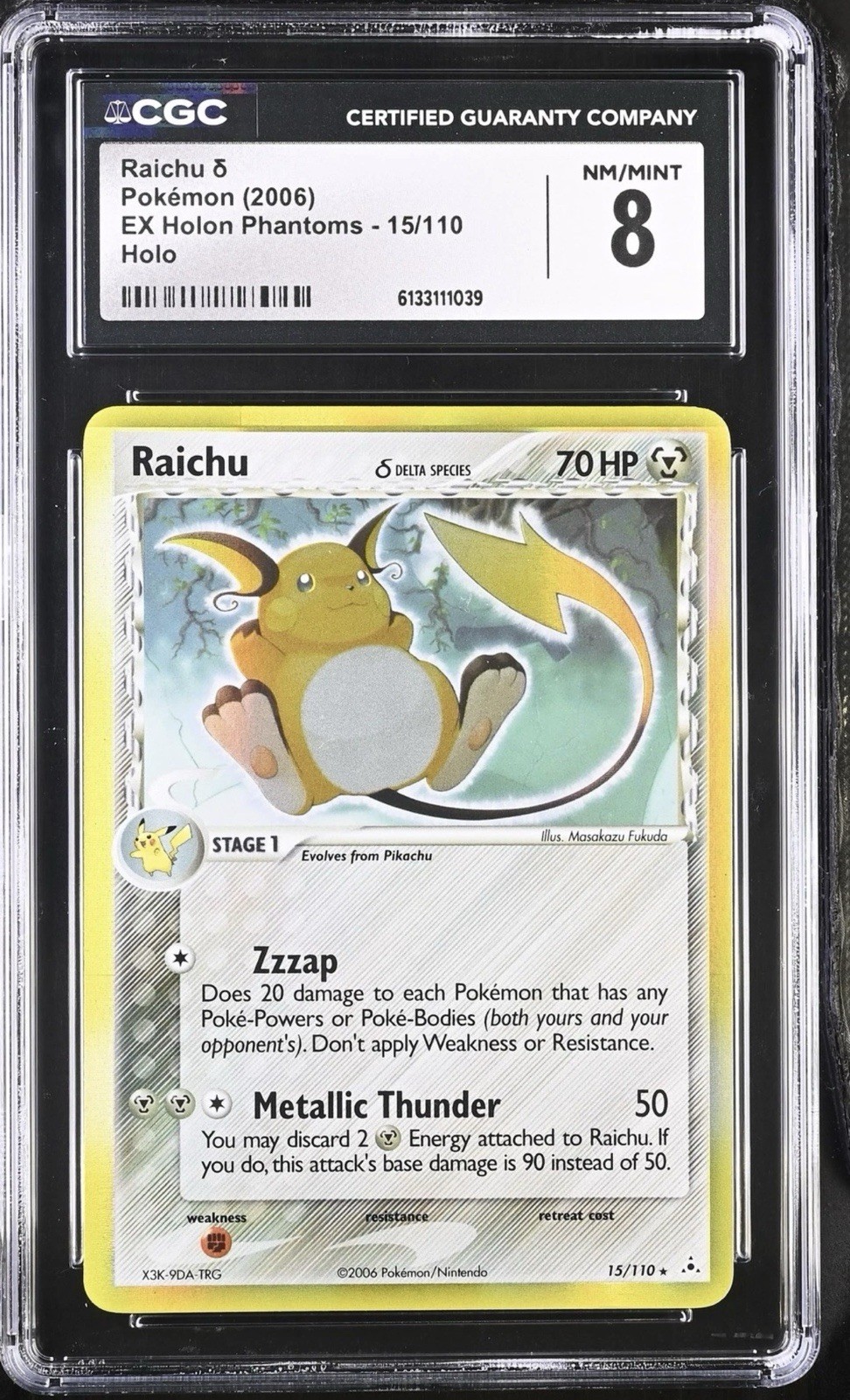 Raichu 15/110 Holo EX Holon Phantoms CGC 8