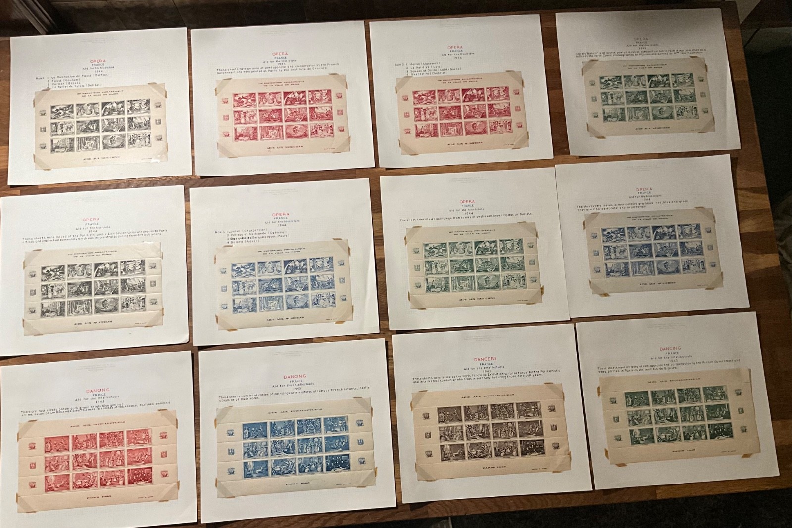 France Stamps 1943-44 Aide Aux Musiciens / Intellectuels MNH sheets imperf perf France Stamps 1943-44 Aide Aux Musiciens / Intellectuels MNH sheets imperf perf