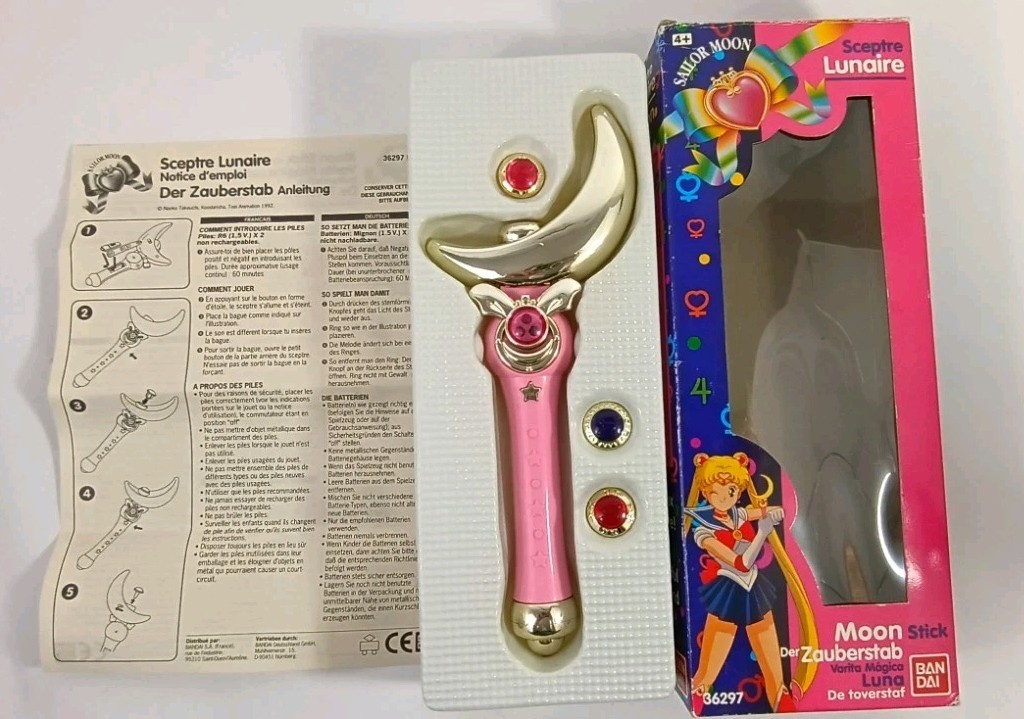 RARE VINTAGE HTF 1992 Italian Edition Bandai Sailor Moon Toy Moon Stick Wand