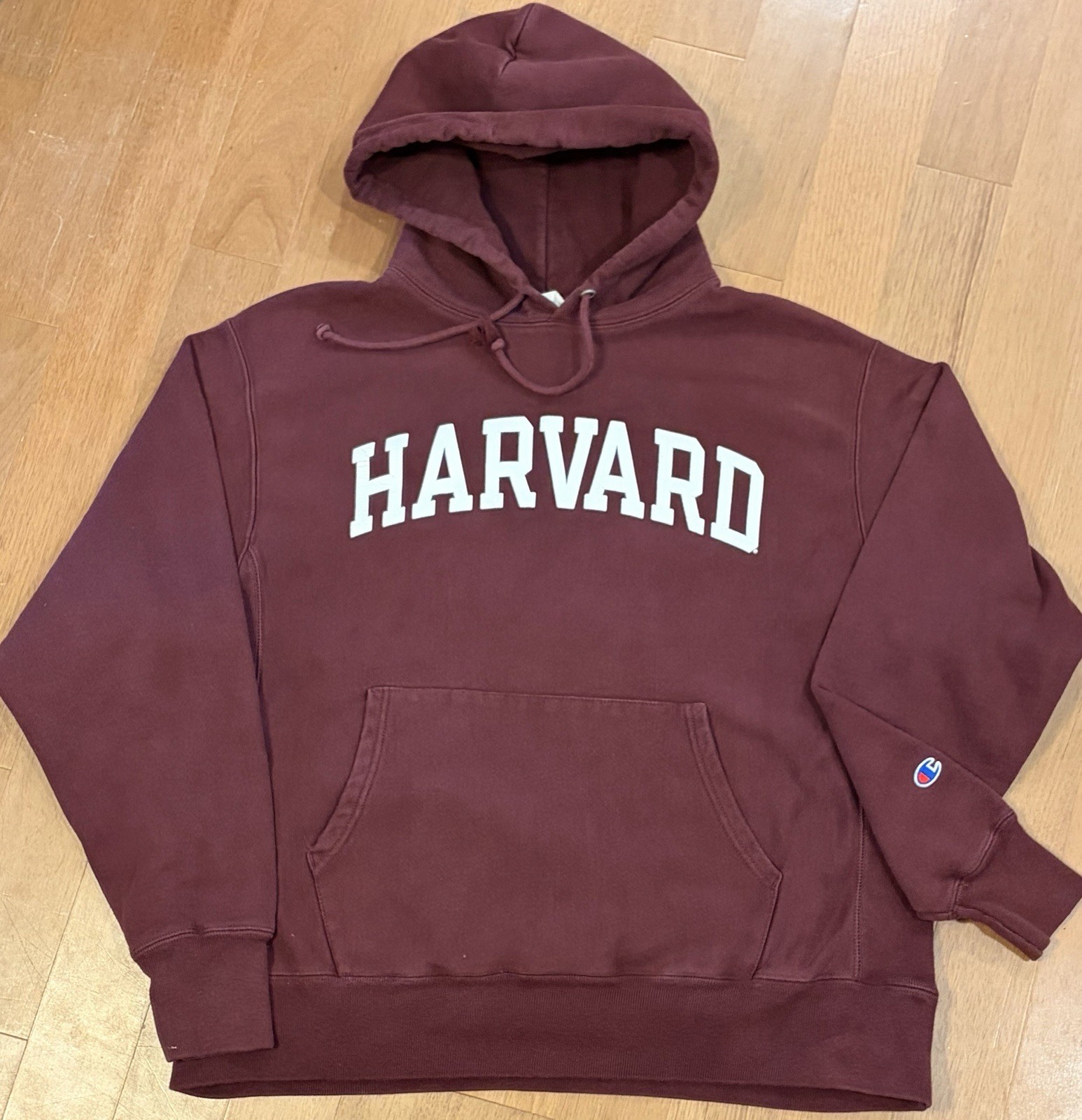 Harvard Crimson Hoodie Sweatshirt Mens Large Champion Reverse Weave Heavy Maroon