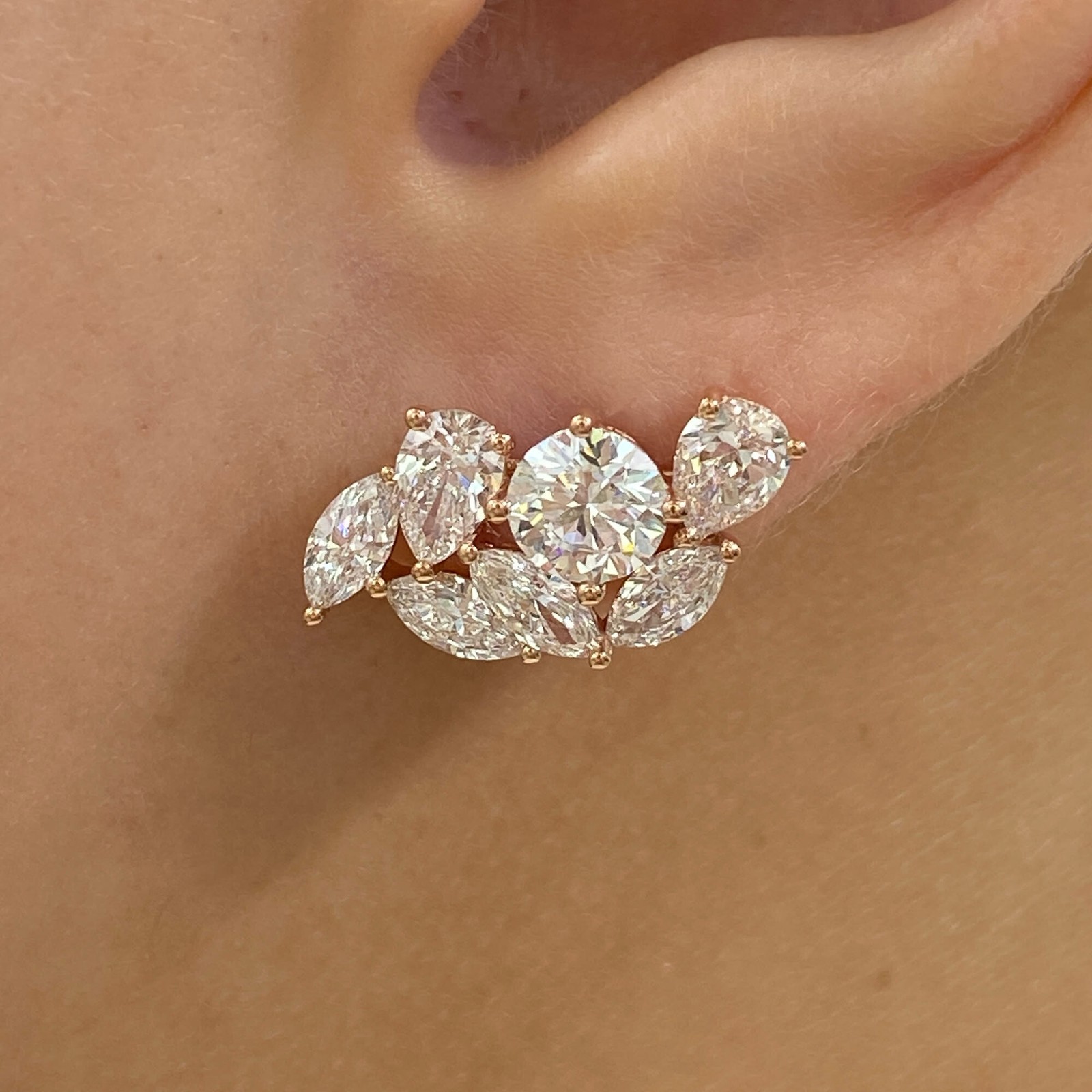 4.3ct F/VS2 Round Cut Lab Created Diamond Rose Gold Studs Earrings Certified