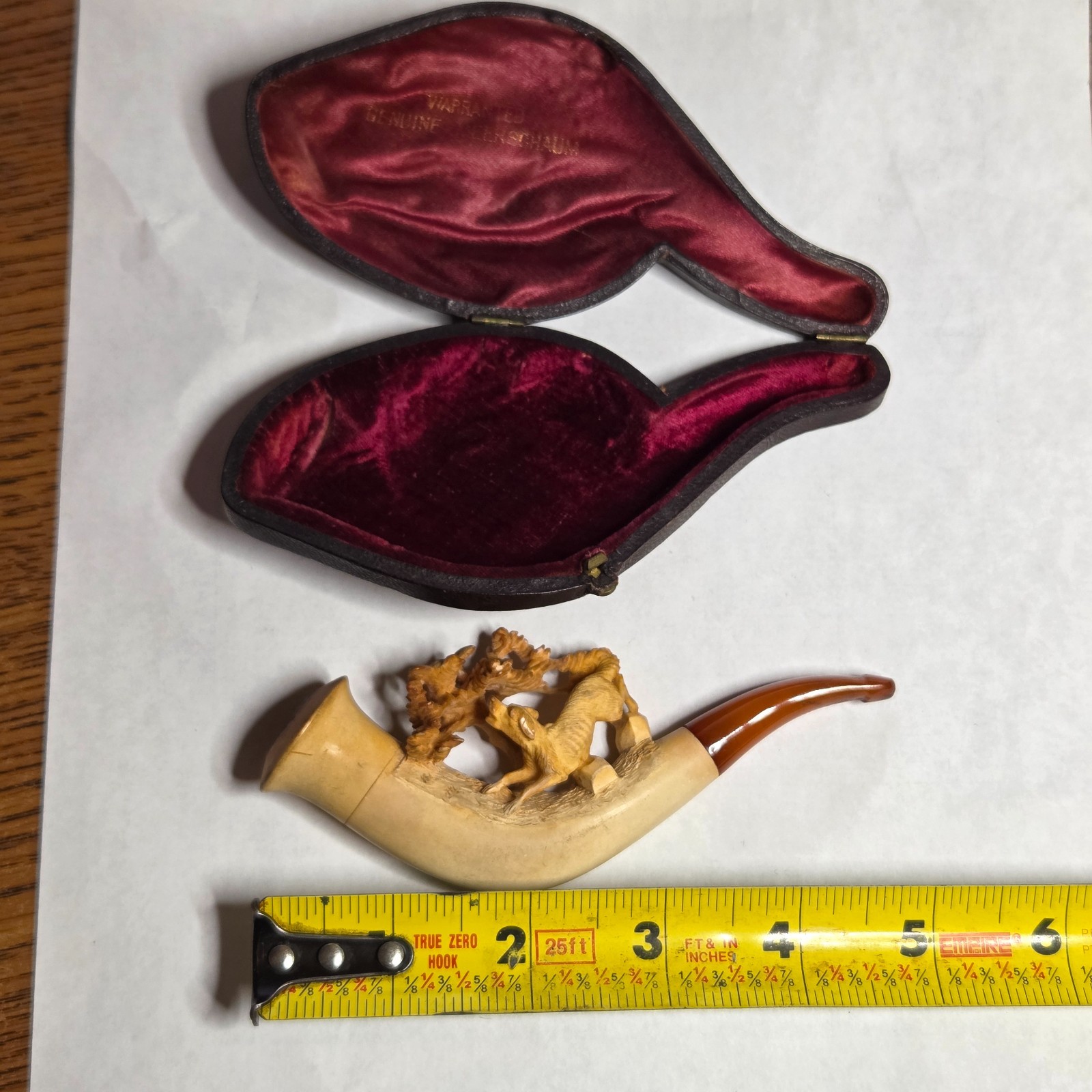 Antique Hand Carved Meerschaum Pipe Hound and Bird