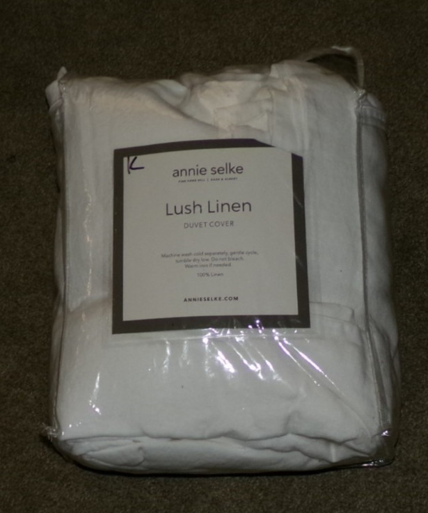 NEW Annie Selke LUSH LINEN KING Size 100% Linen White Duvet Cover Minimalist
