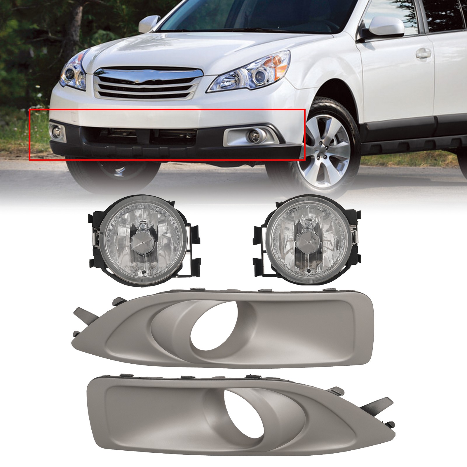 A Pair Halogen Fog Lights Front Bumper Lamp Fit 2010-2011-2012 Subaru Outback