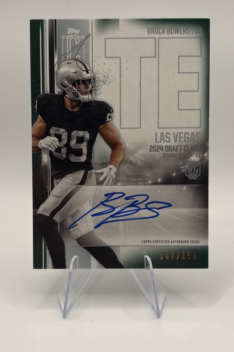 Topps 2024 Signature Class Brock Bowers RC Auto Green /150 #RCA-BB Raiders Var Topps 2024 Signature Class Brock Bowers RC Auto Green /150 #RCA-BB Raiders Var
