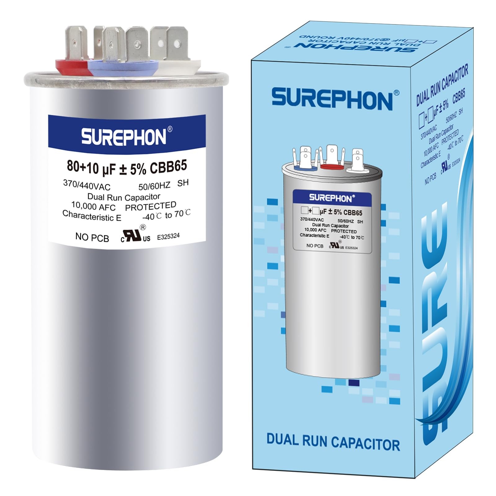 SUREPHON B80+10 MFD Capacitor 370/440V
