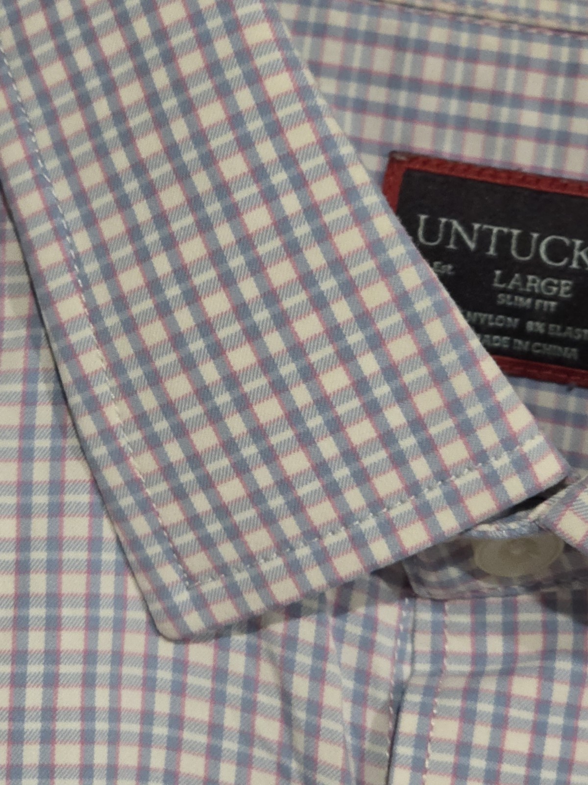 UNTUCKit Dalton Performance Button Front Shirt Men\'s L Slim Fit Multicolor Check UNTUCKit Dalton Performance Button Front Shirt Men\'s L Slim Fit Multicolor Check
