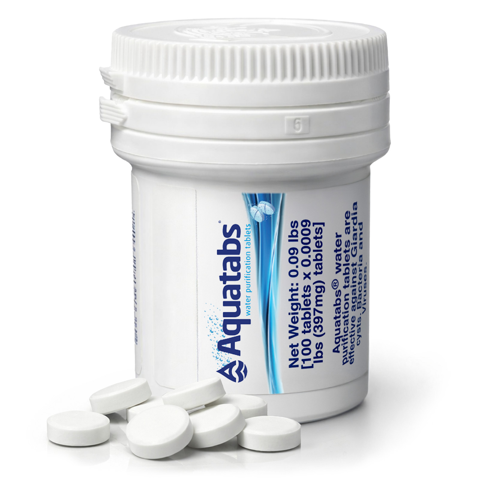 Aquatabs 397mg Water Purification Tablets, 100 Pack