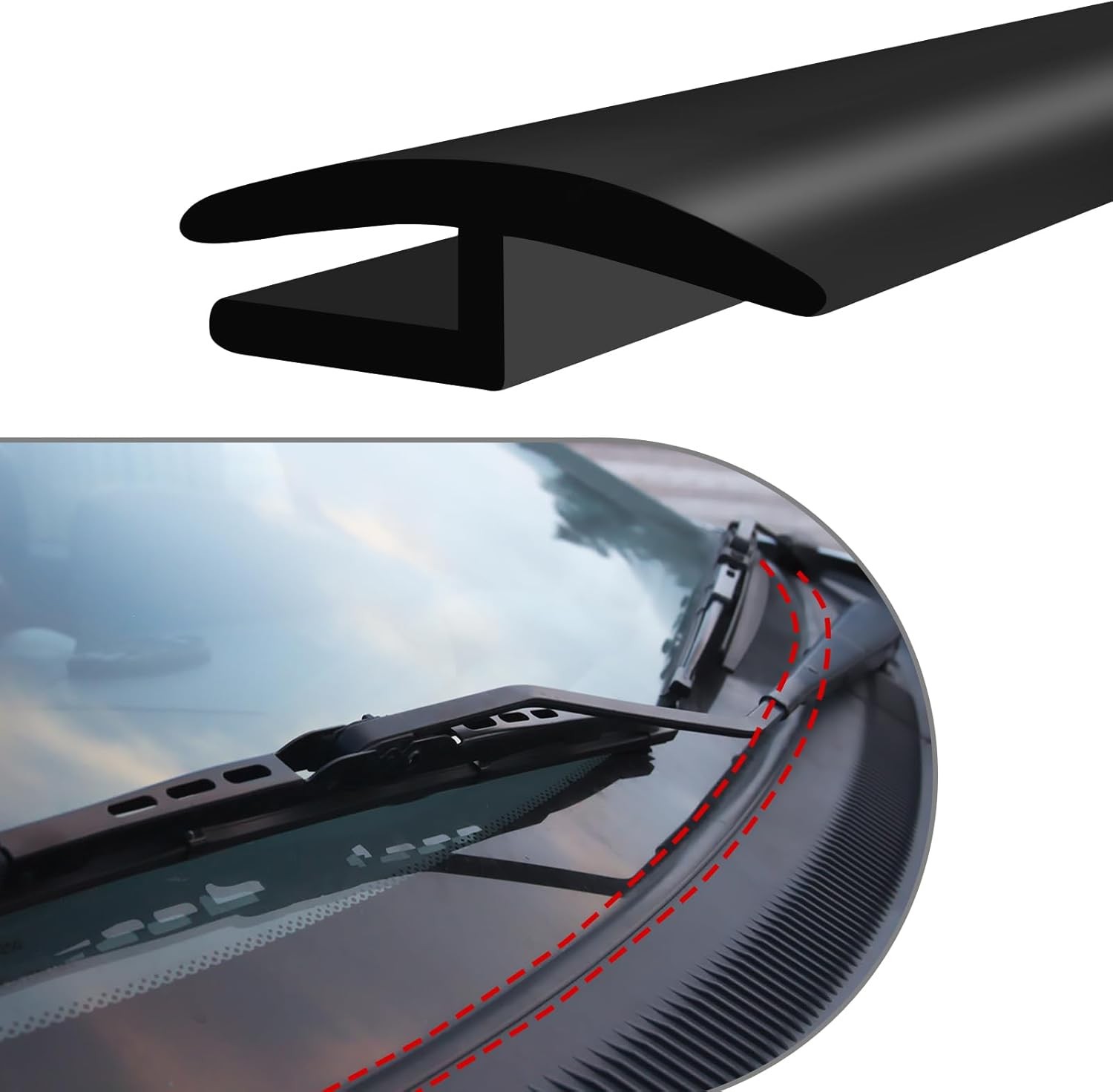 H-Shape For Dodge Durango Windshield Cowl Edge Seal Strip Rubber Molding Trim