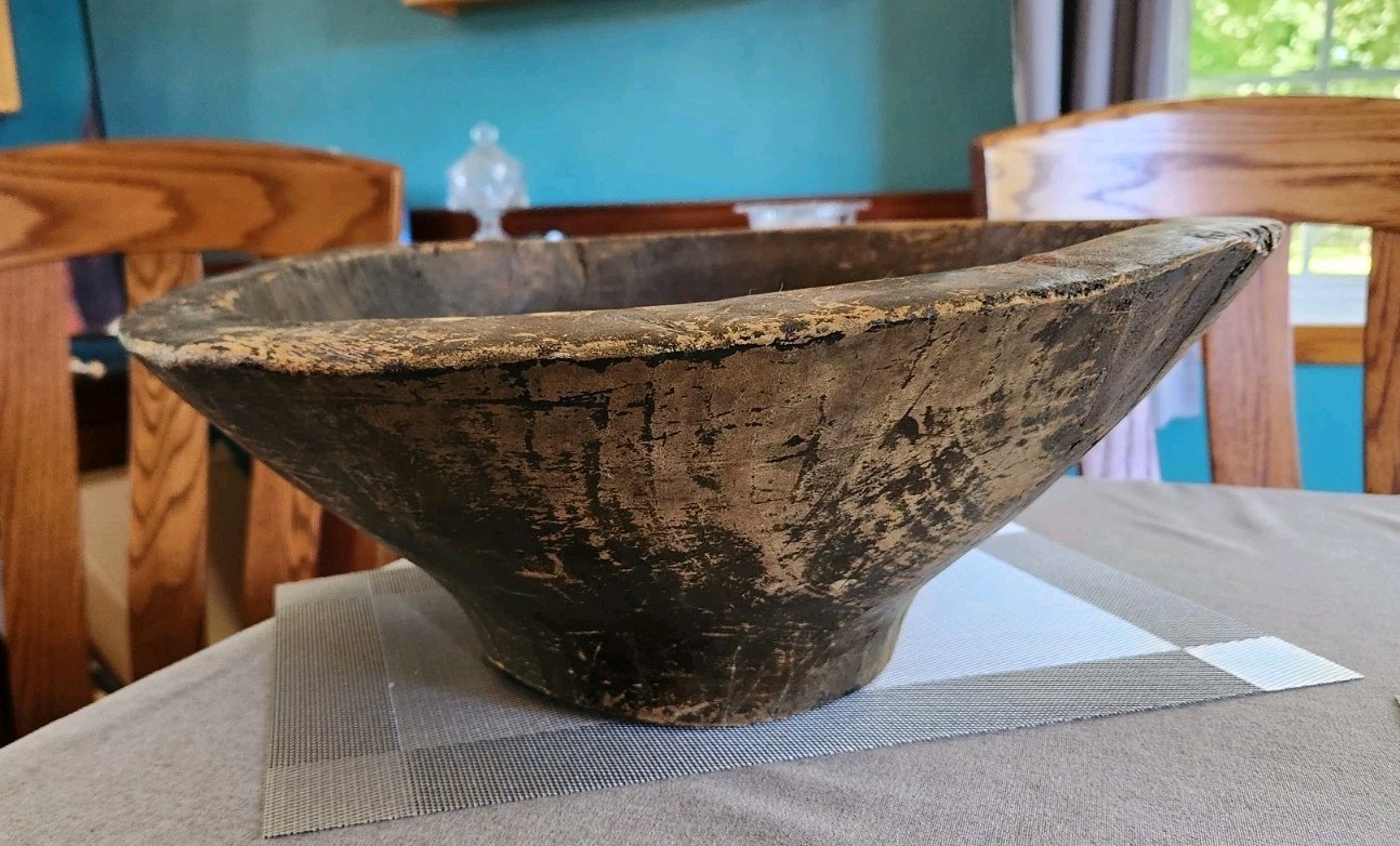 Primitive Large Wooden Hand Carved  Dough Bowl Farmhouse Antique