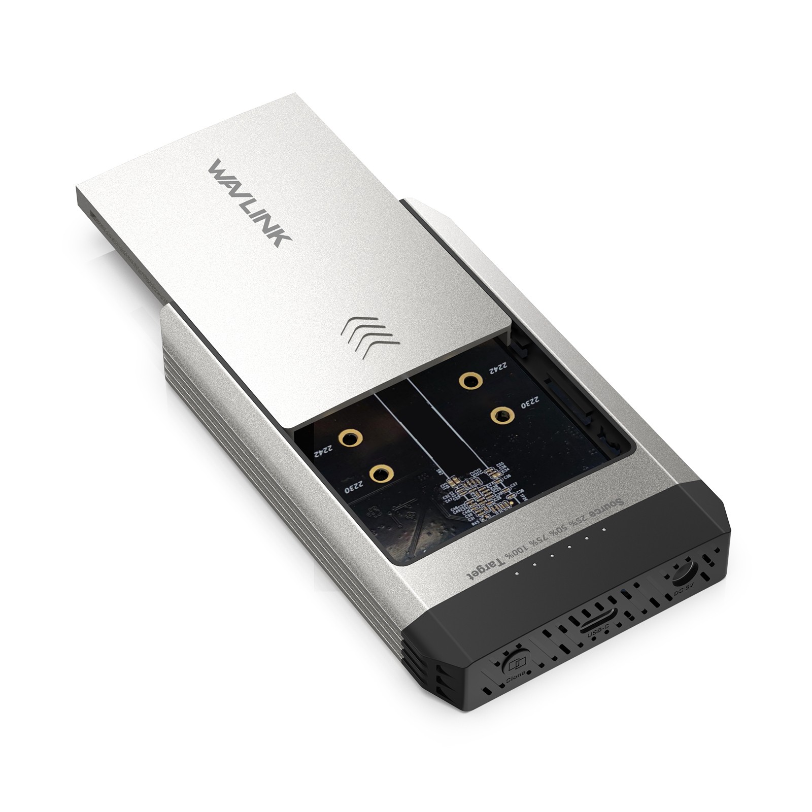 M.2 SSD Dual-Bay Duplicator USB-C 20Gbps Hard Drives Enclosure Offline Clone