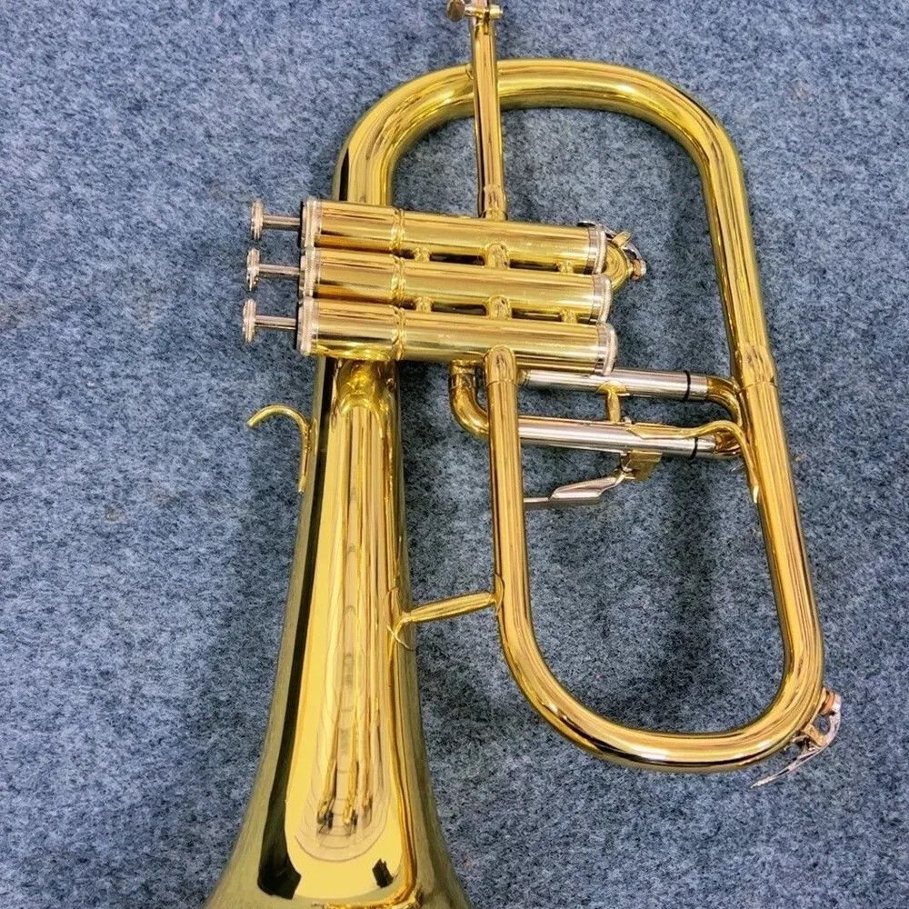 YFH-8315G Flugelhorn B-Flat Brass Trumpet Gold-Plated Flugelhorn with Case YFH-8315G Flugelhorn B-Flat Brass Trumpet Gold-Plated Flugelhorn with Case