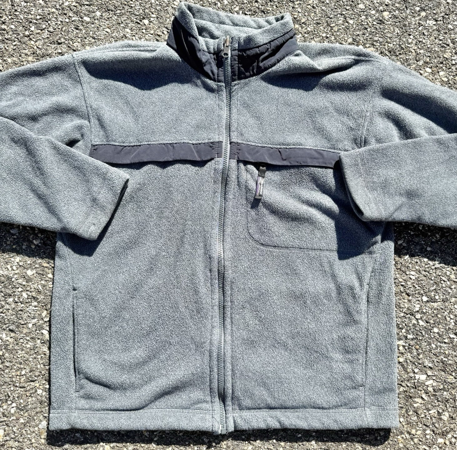 Vintage Patagonia Mens Retro Synchilla Fleece Jacket Size M Medium Gray Navy