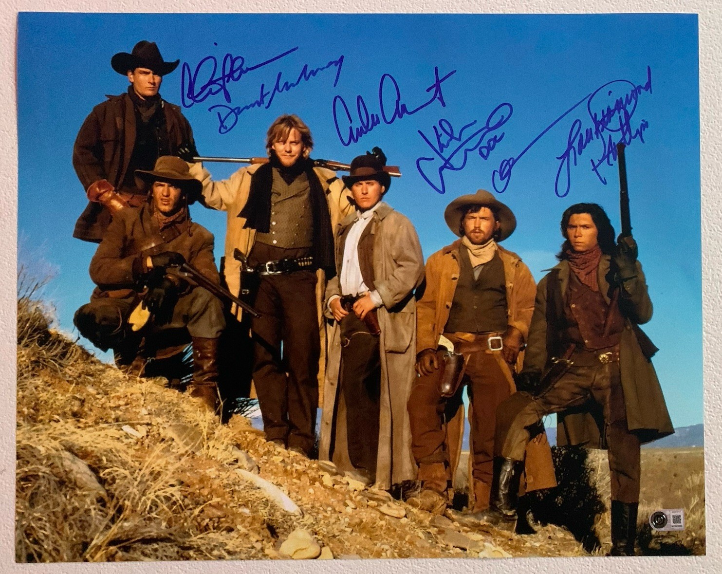 Young Guns Cast Signed 16x20 Photo 6 Sigs Estevez Sheen Sutherland Beckett COA
