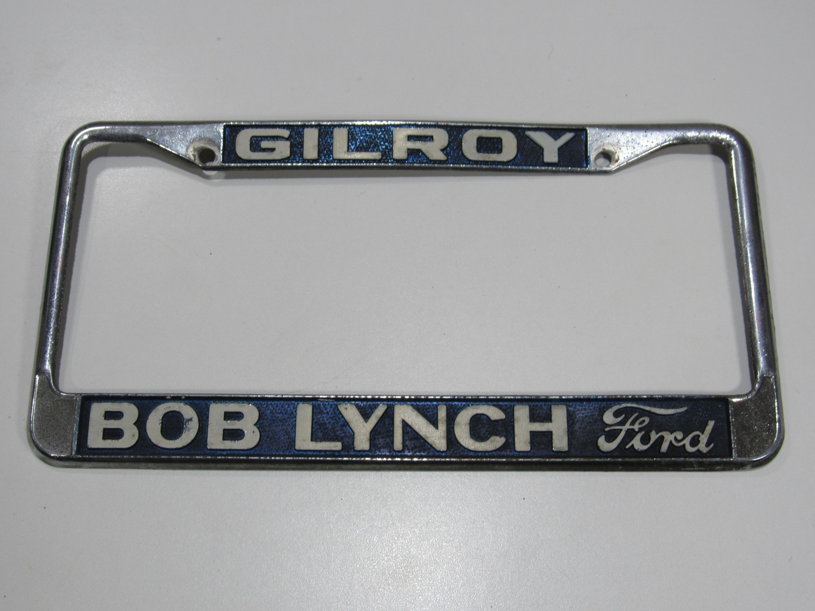 VTG Bob Lynch Ford Gilroy CA Metal License Plate Frame Tag Holder Cover Gas Oil