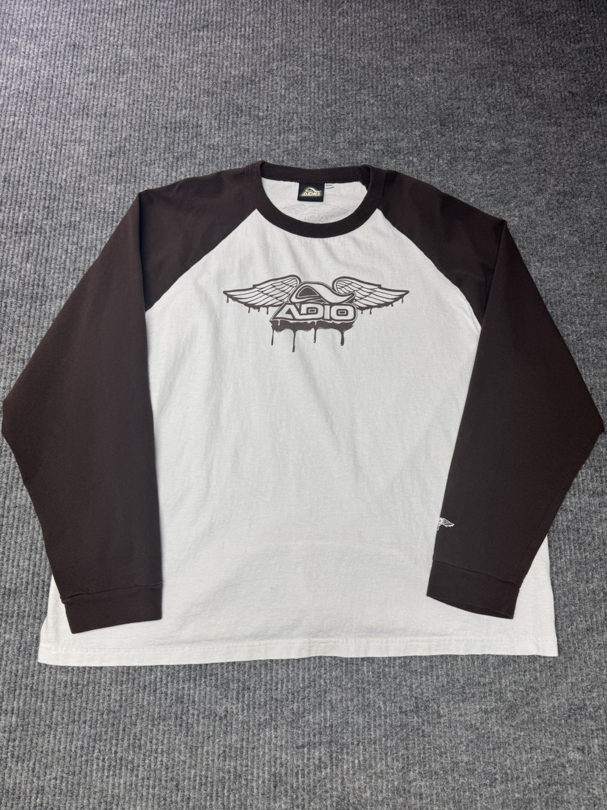 Vintage Y2K Adio Long Sleeve Shirt Mens XXL Skate Brown White Vintage Y2K Adio Long Sleeve Shirt Mens XXL Skate Brown White