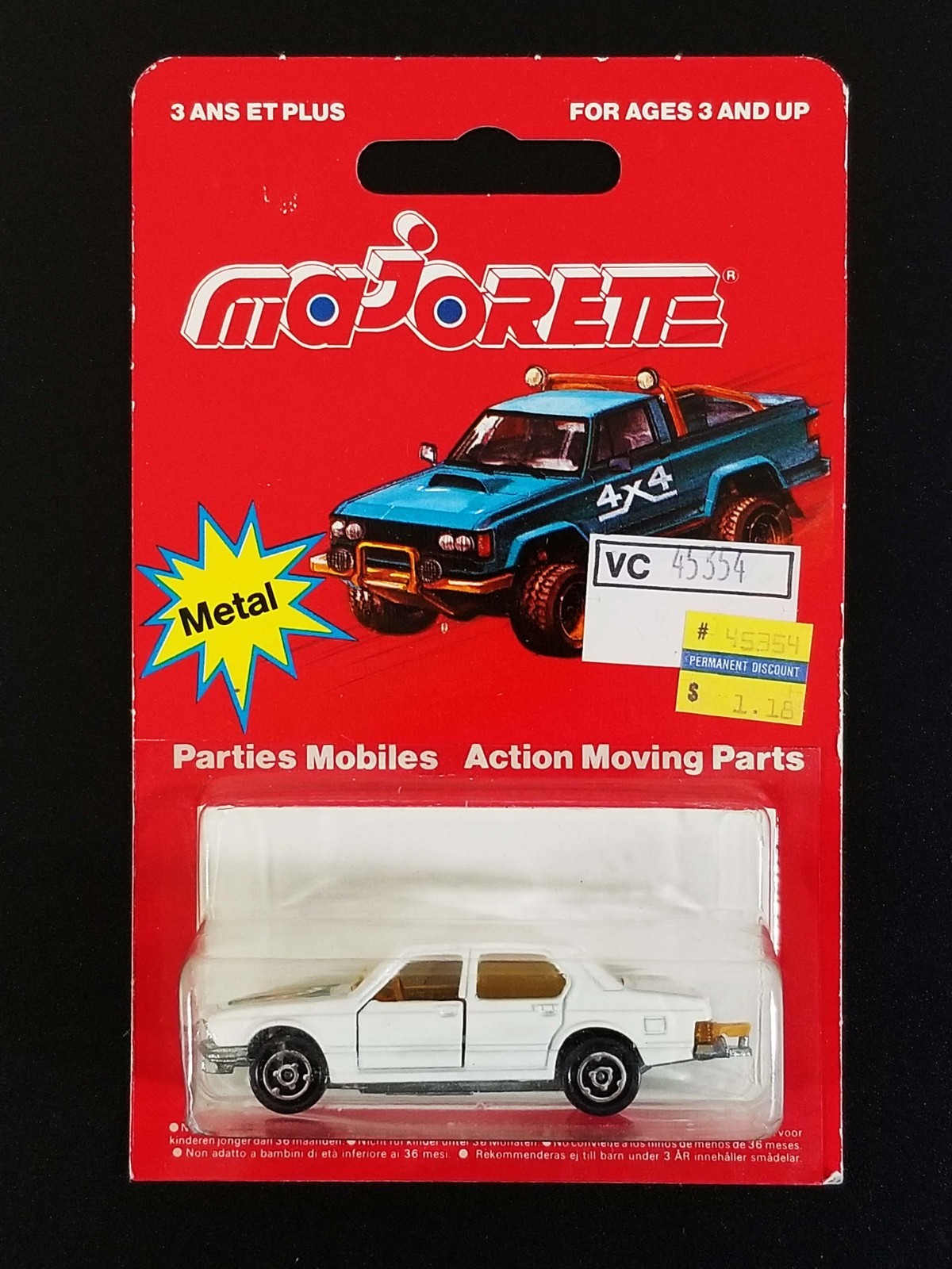 Vintage Majorette 256 BMW 733 / Rare Carded White w/ Horse Tampo / France / New