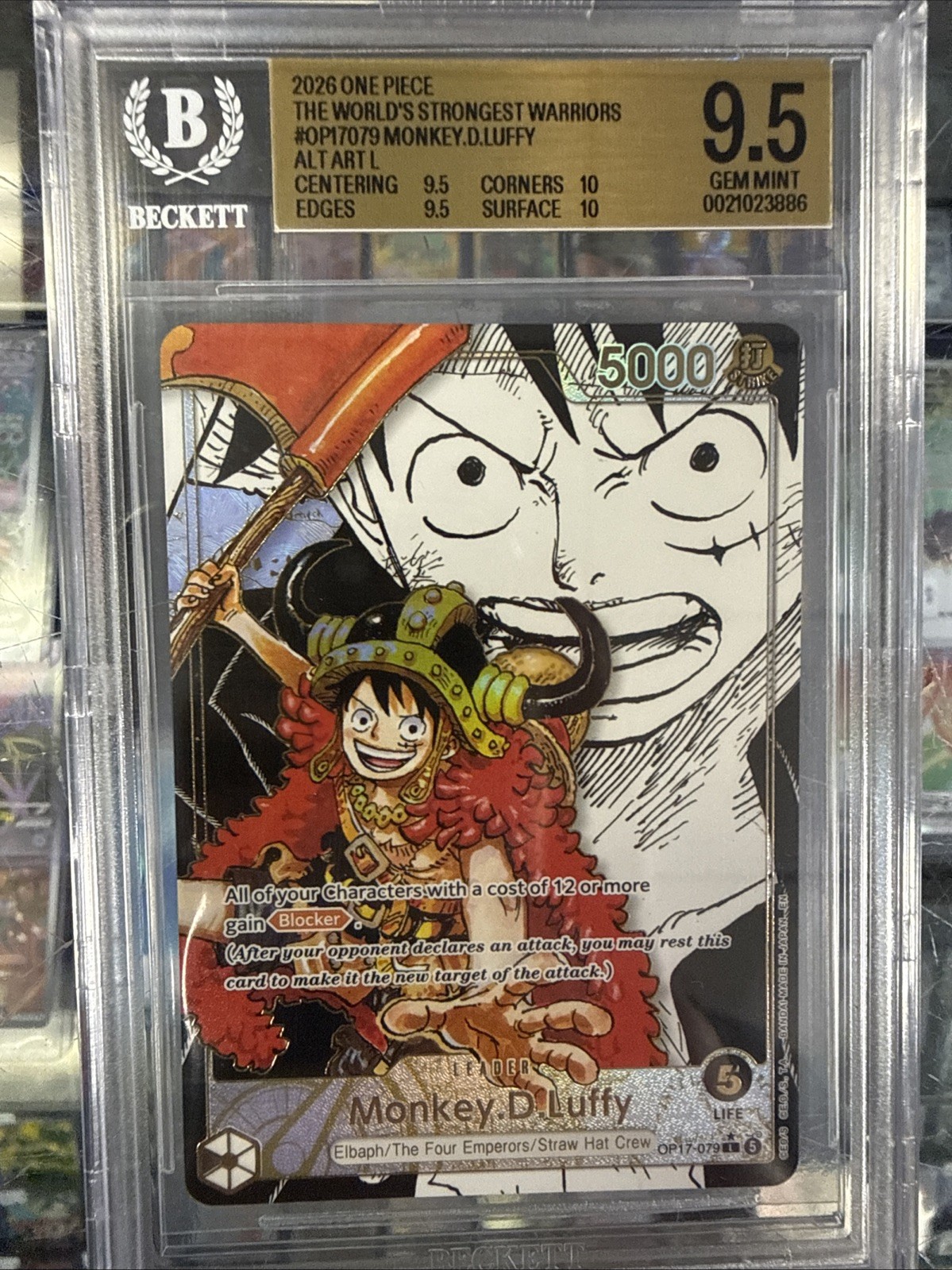 Monkey.D.Luffy (Super Leader Alt Art) OP17-079 The World\'s Strongest BGS 9.5