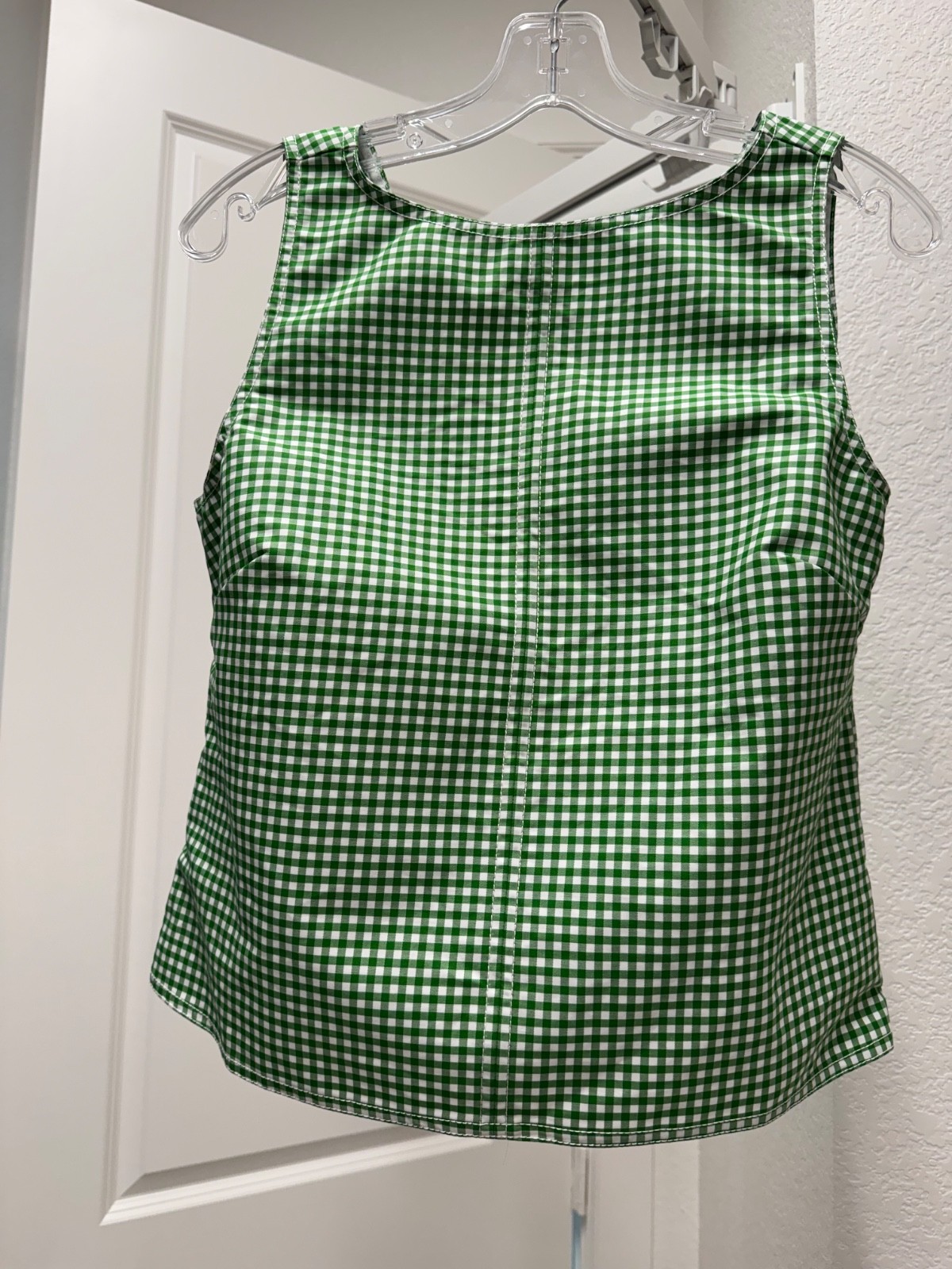 J.Crew Shell top in gingham double cotton poplin, color lime, size 10, New J.Crew Shell top in gingham double cotton poplin, color lime, size 10, New