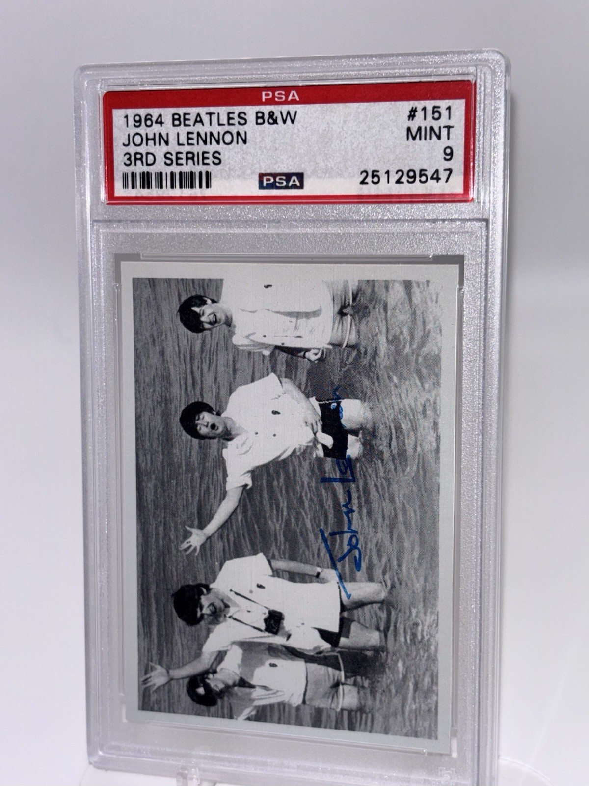 Topps 1964 THE BEATLES Card #151 3rd Series B&W John Lennon PSA 9 Topps 1964 THE BEATLES Card #151 3rd Series B&W John Lennon PSA 9