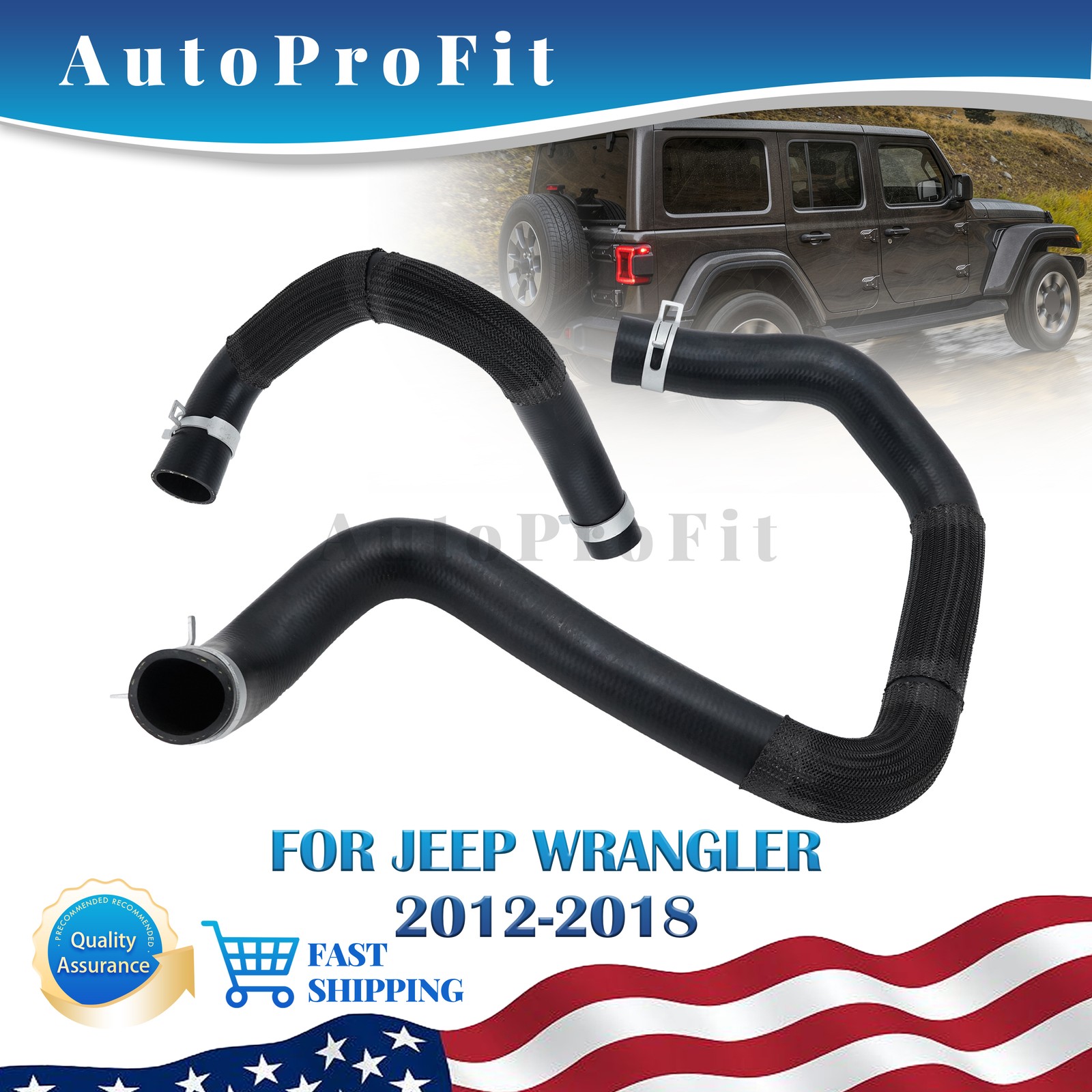 NEW 55111394AC For 12-18 Jeep Wrangler Upper & Lower Radiator Coolant Hose US