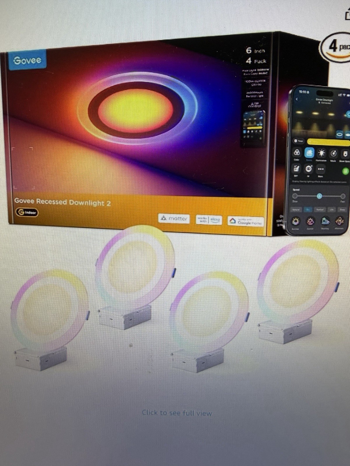 Govee Smart Recessed Downlight 4-Pack RGBIC Color Changing, Matter, App/Voice Govee Smart Recessed Downlight 4-Pack RGBIC Color Changing, Matter, App/Voice