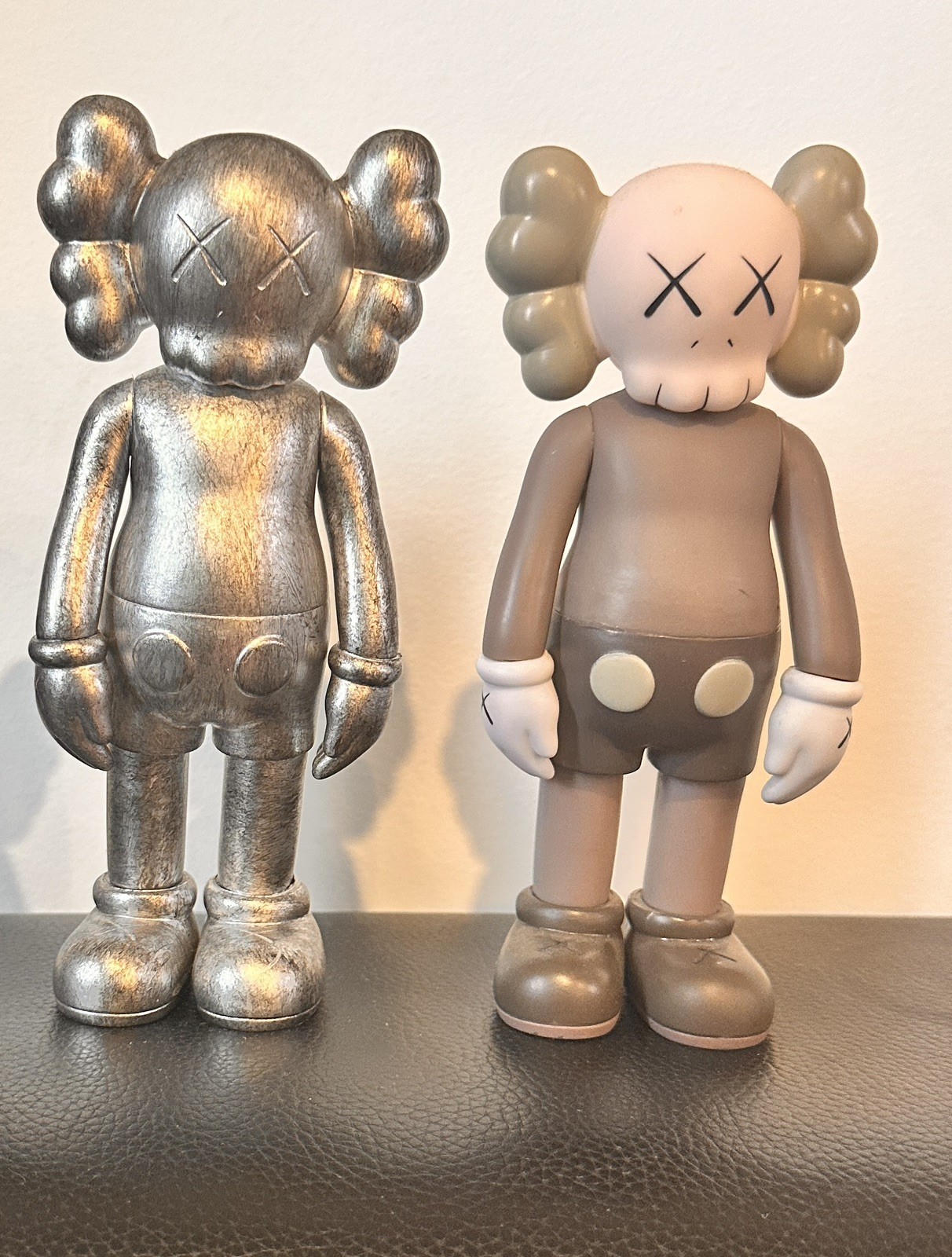 KAWS Companion 2016 Brown & Metallic Silver Repaint Figures Lot of 2 KAWS Companion 2016 Brown & Metallic Silver Repaint Figures Lot of 2