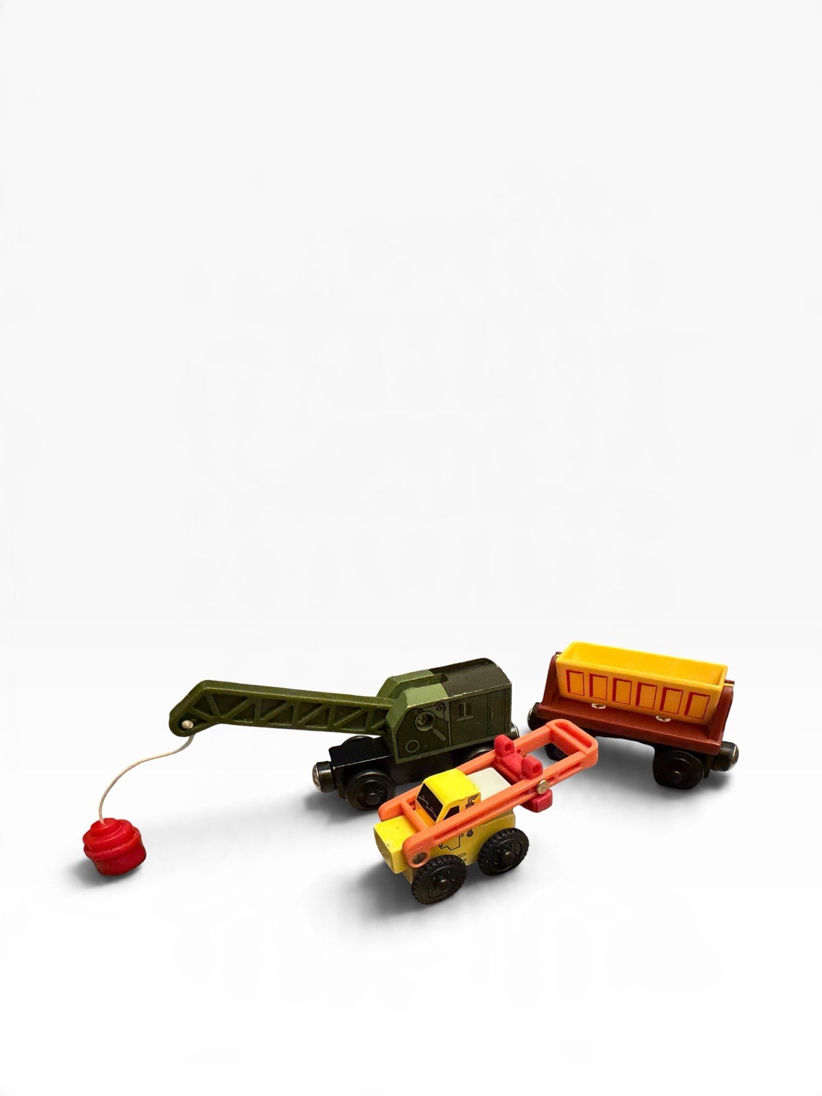 Vintage 2003 Thomas & Friends Wooden Railway Crane Forklift Dumper Lot of 3