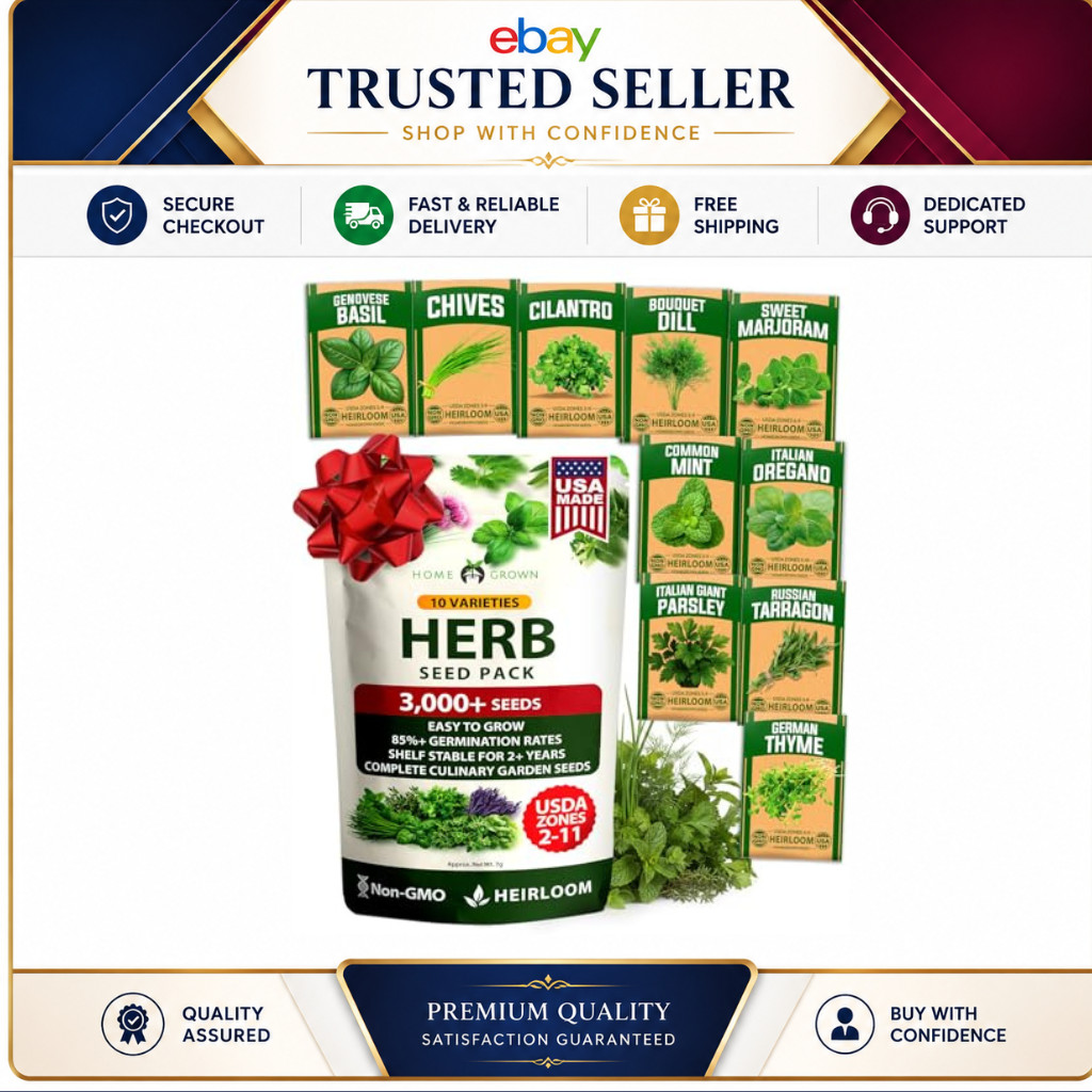 Heirloom Herb Seeds Variety Pack: 3,000+ Seeds for Indoor & Outdoor Gardening