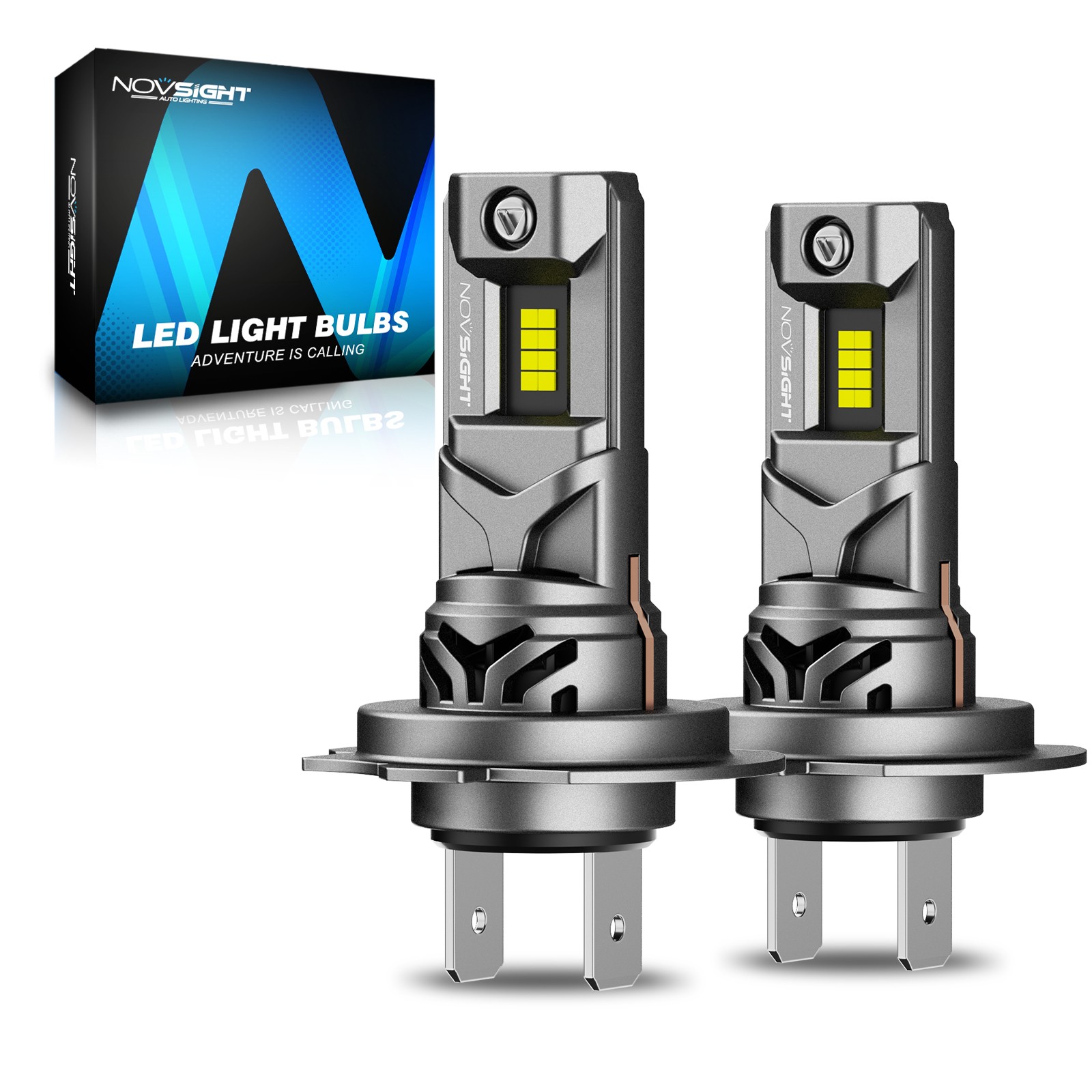NOVSIGHT H7 LED Headlight Bulbs High Low Beam 120W 36000LM 6500K Bright White 2X
