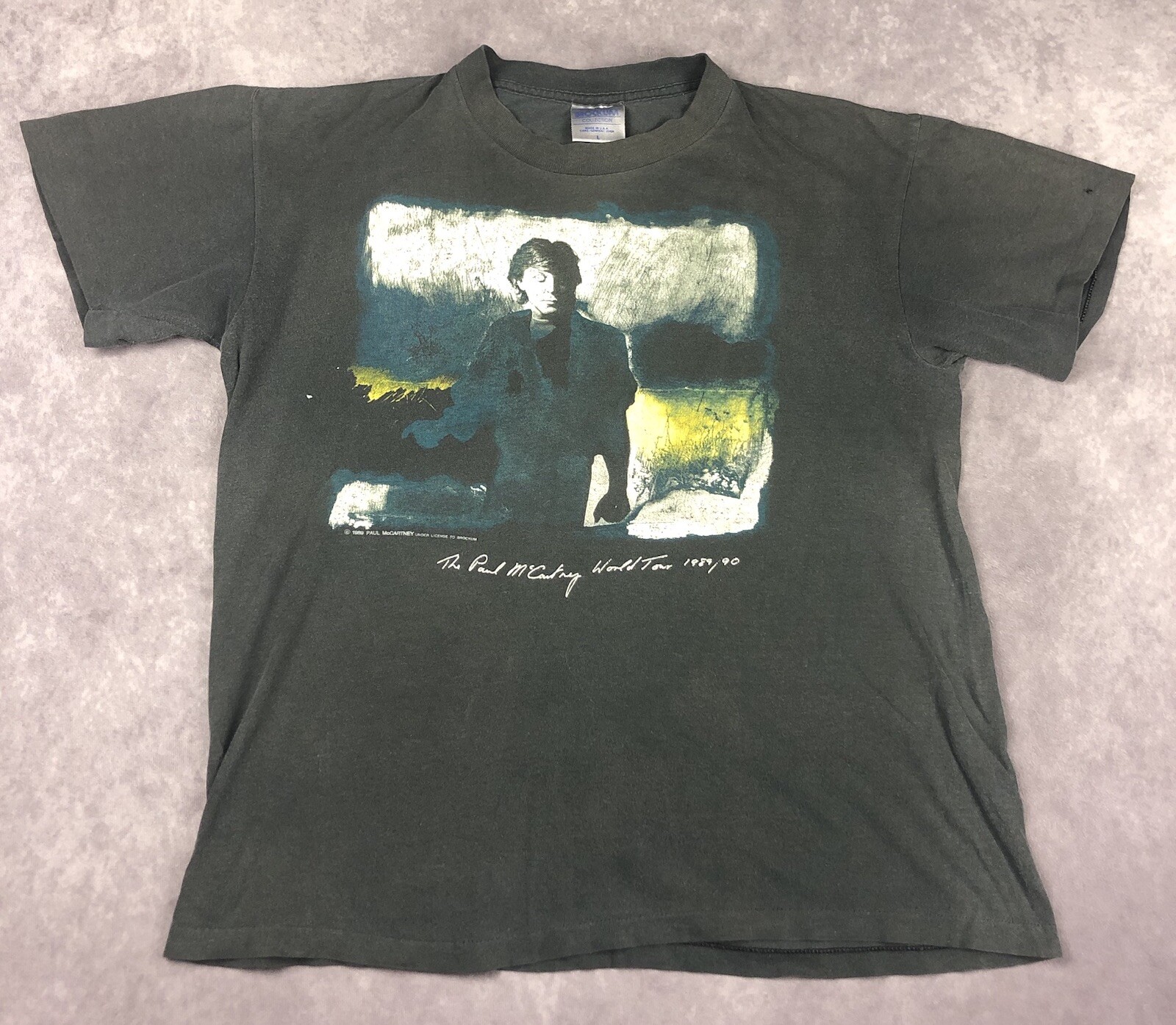 Vintage 1989-90 Paul McCartney World Tour Concert T Shirt L The Beatles Band Tee