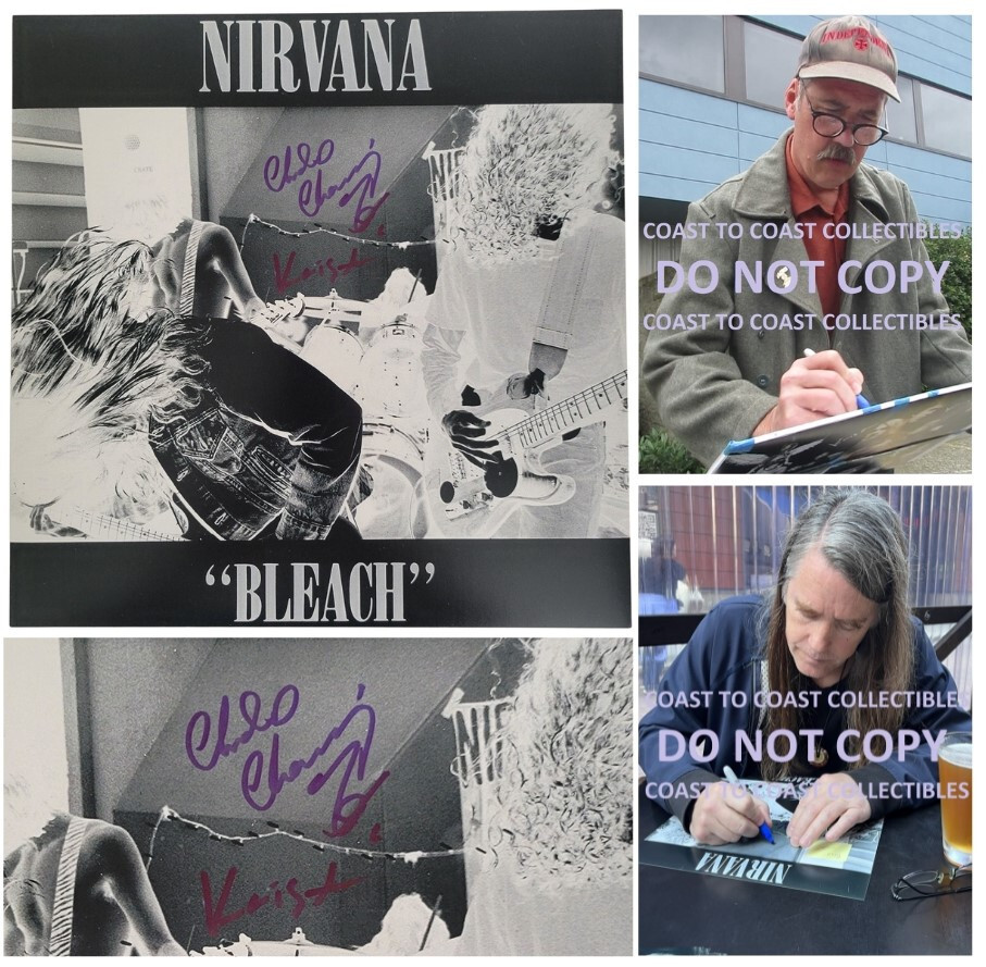 Krist Novoselic signed Nirvana Bleach 12x12 album photo COA proof Chad Channing.
