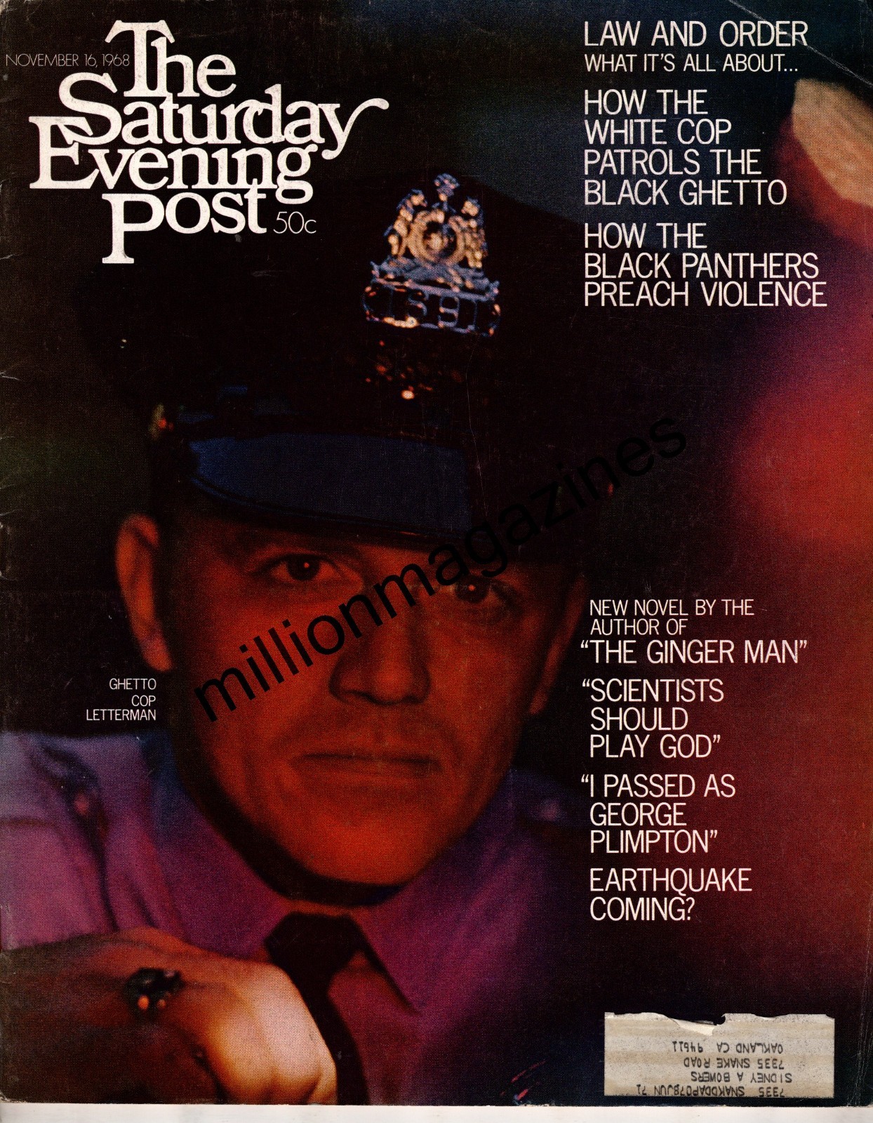1968 Saturday Evening Post  November 16 - Detroit Lions; Black Panthers; Bikini