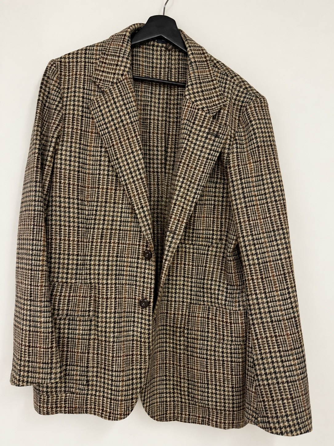 NWOT Drake\'s Brown Prince of Wales Check Wool Tweed Blazer 42 US 52 EU Italy