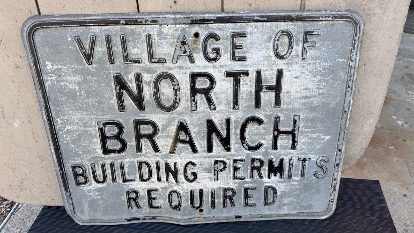 Village Of North Branch Building Permits Required Metal Sign VINTAGE