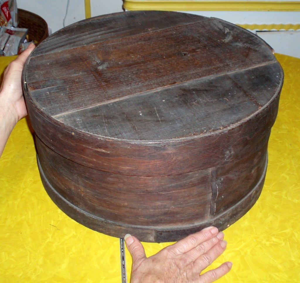 PRIMITIVE BENT WOOD SHAKER BOX ANTIQUE STORAGE PANTRY BOX COUNTRY KITCHEN
