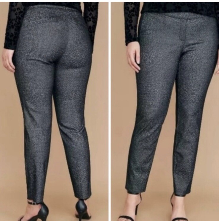NWT Lane Bryant The Allie Straight Leg Dress Pants Black Silver Sparkle Sz 12P NWT Lane Bryant The Allie Straight Leg Dress Pants Black Silver Sparkle Sz 12P