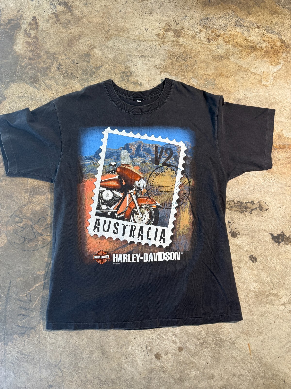 Vintage 1998 Harley Davidson Australia Motorcycle T Shirt Black 90s Biker Tee
