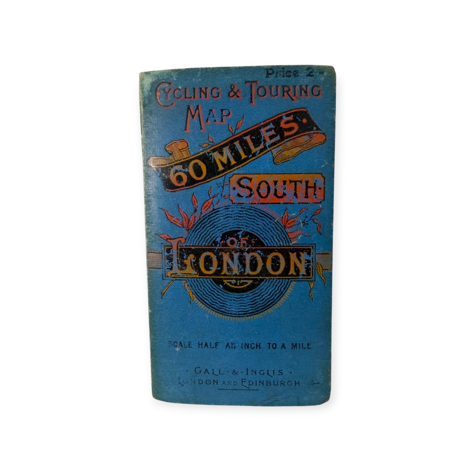 Antique Gall & Inglis Cycling Touring Map 60 Miles South London England c1900