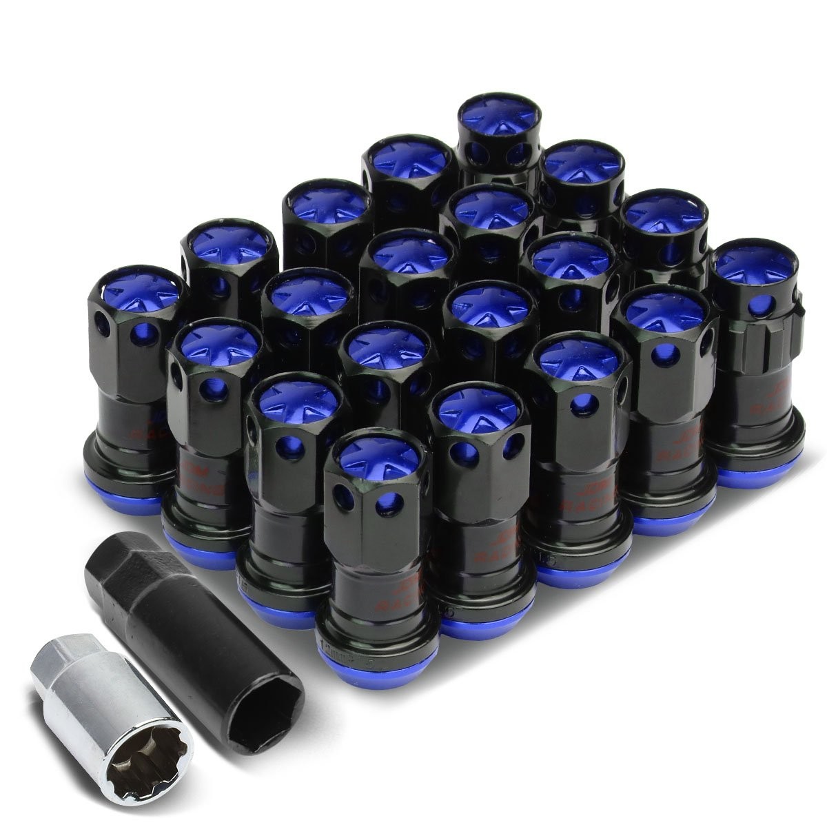 DNA Motoring M12x1.5 Lug Nuts 16 Pcs + 4 Lock Nuts Blue for Conical Seat Wheels DNA Motoring M12x1.5 Lug Nuts 16 Pcs + 4 Lock Nuts Blue for Conical Seat Wheels