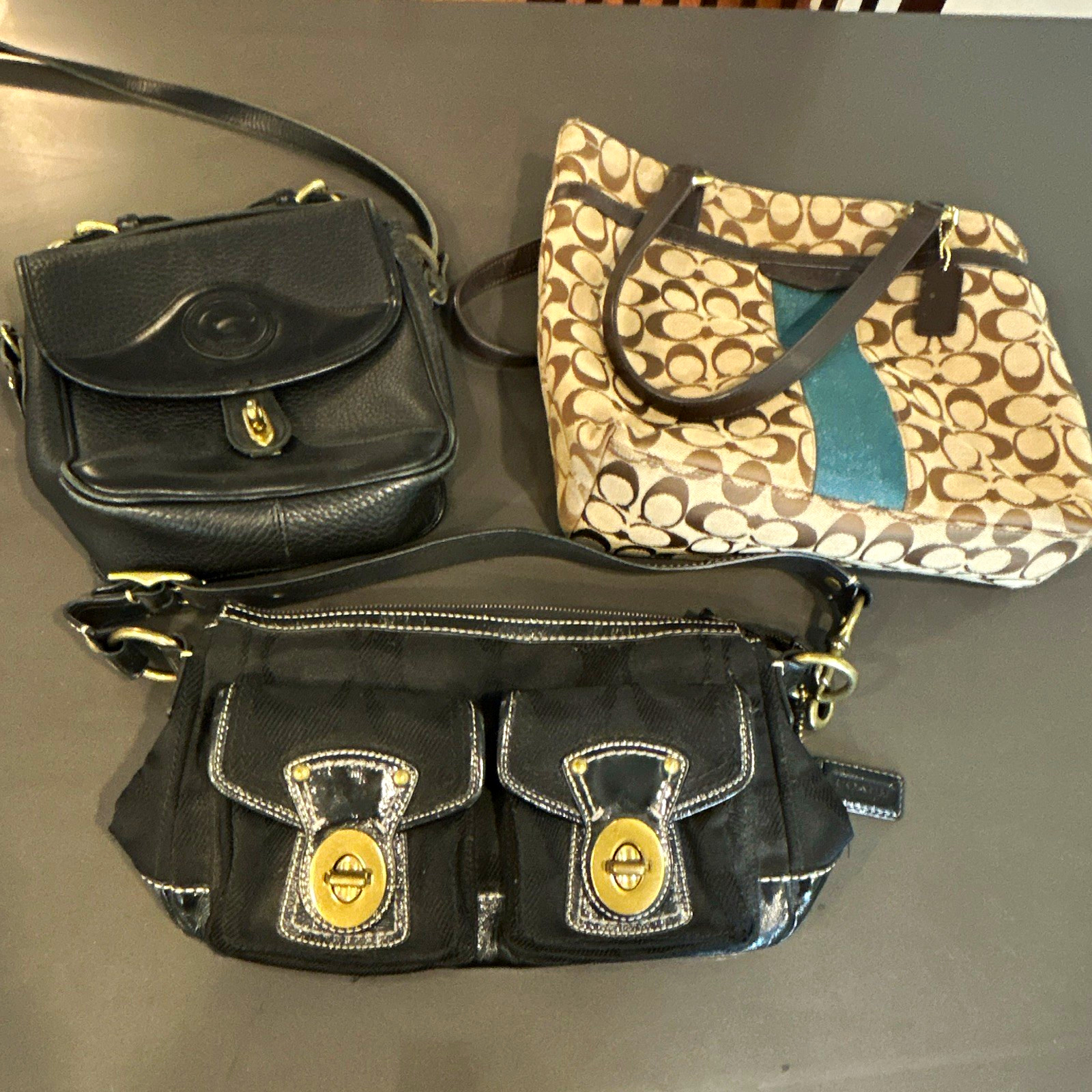 2 Coach purses and a Dooney & Bourke purse