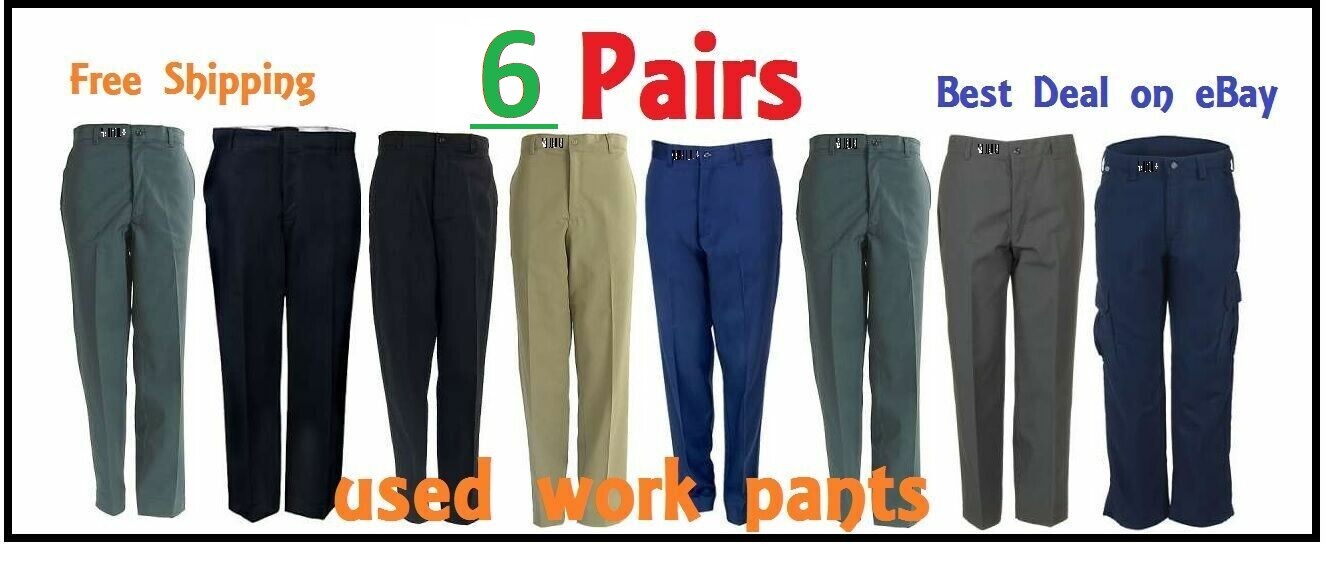 6 Used Uniform Work Pants Cintas, Aramark, Dickies, Redkap. 6 Used Uniform Work Pants Cintas, Aramark, Dickies, Redkap.