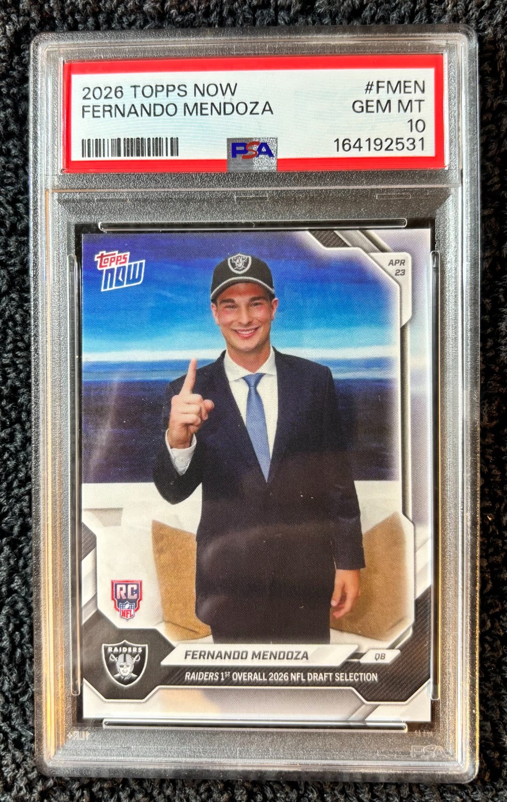 2026 Topps Now Fernando Mendoza #FMEN (RC) PSA 10 Raiders 2026 Topps Now Fernando Mendoza #FMEN (RC) PSA 10 Raiders