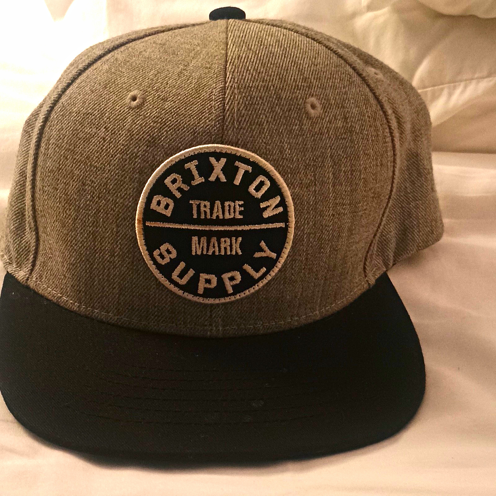 Brixton Supply Snapback Hat Cap Twill Gray/Black Solid Trade Mark Patch