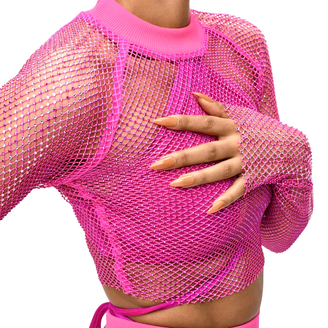 adidas Beyonce Originals Crystal Mesh Top Triple Pink Barbie Women Medium R $180