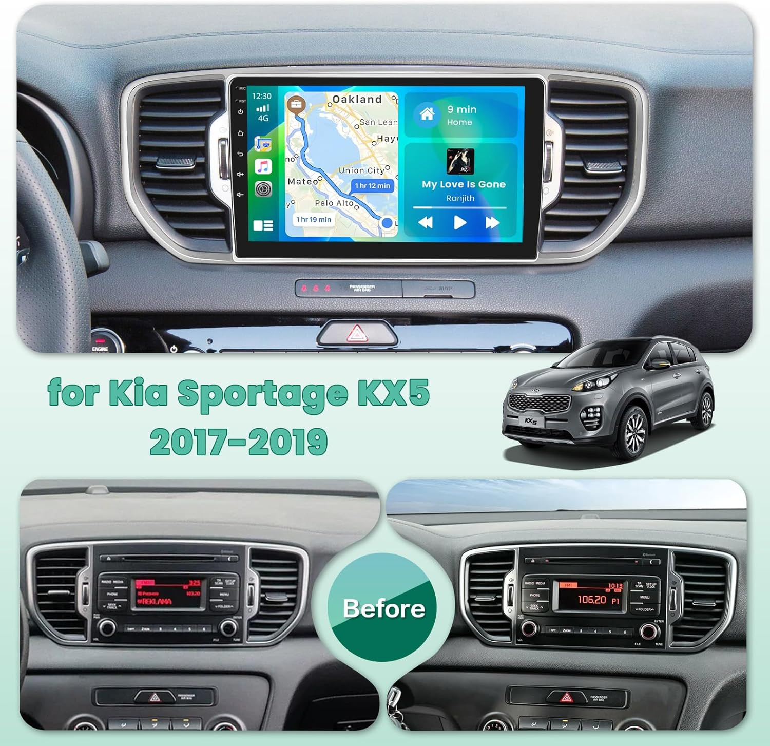 For 2016-2019 KIA Sportage KX5 Car Stereo Radio Android 15 CarPlay GPS 4+64GB