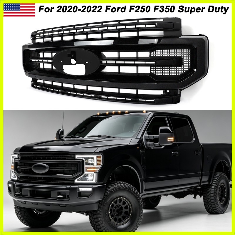 Agate Black Front Grille Assembly For 2020-22 Ford F250 F350 Super Duty Platinum