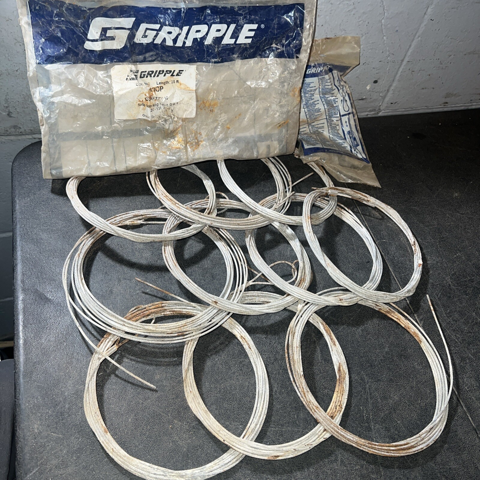 GRIPPLE Loop Size No2 Legnth 20ft QTY 10 LG-20FT CABLE HANGING 23-101 Lbs -RUSTY