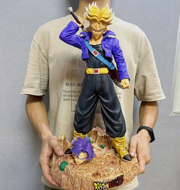 50cm Dragon ball Z Super Saiyan Future Warrior Trunks Figure Model Statue 2 head